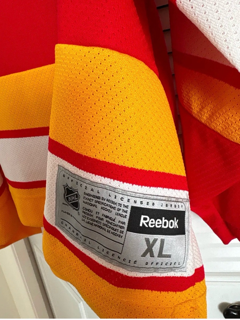 Calgary Flames Reebok Red and Yellow Boumeester #4 Hockey Jersey - Picture 4 of 5